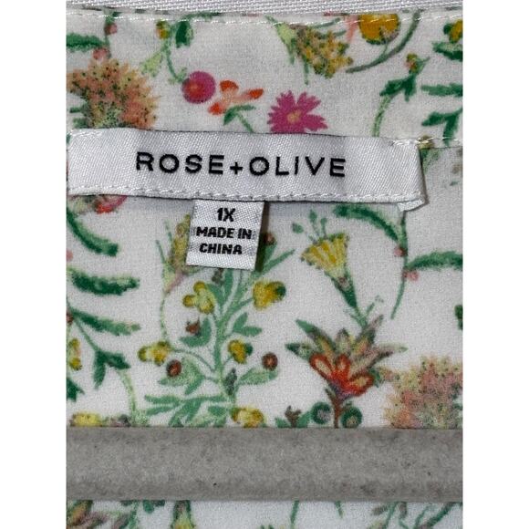 Rose + Olive Women's Tunic Blouse Plus 1X Floral Ditsy Boho Chiffon capsule work - Picture 7 of 8